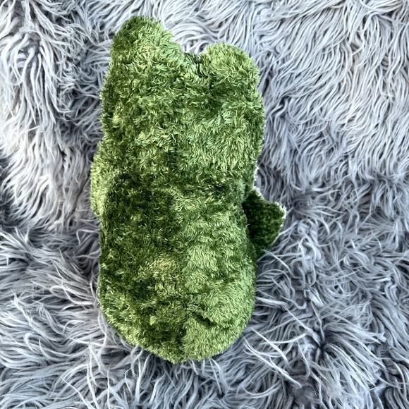 Plush Seated Green Frog Yellow Marble Eyes Soft Fur Plushie Stuffed Animal 9" - Picture 5 of 8